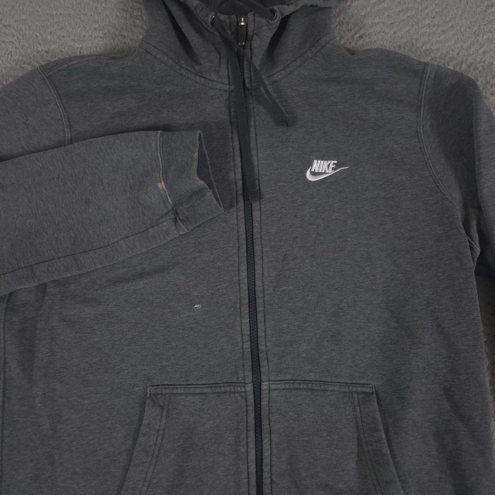 Nike Hoodie Mens Large Sportswear Club Fleece Full-Zip Embroidered Logo Solid